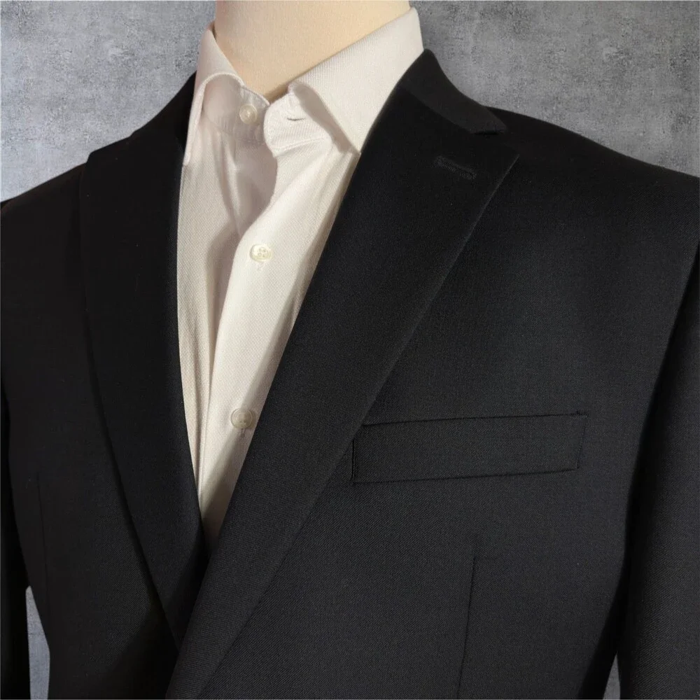$395 RALPH LAUREN Mens Blazer Sport Coat Two Button Jacket 44R Black Wool 1-Vent